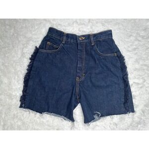 Vintage 90s Daddy's Money High Rise Denim Shorts Women's Sz 7‎ Dark Wash Frayed